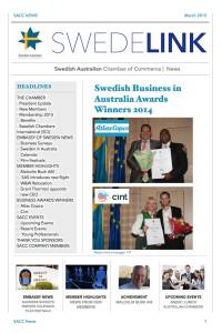 Swedelink Newsletter March 2015 front page